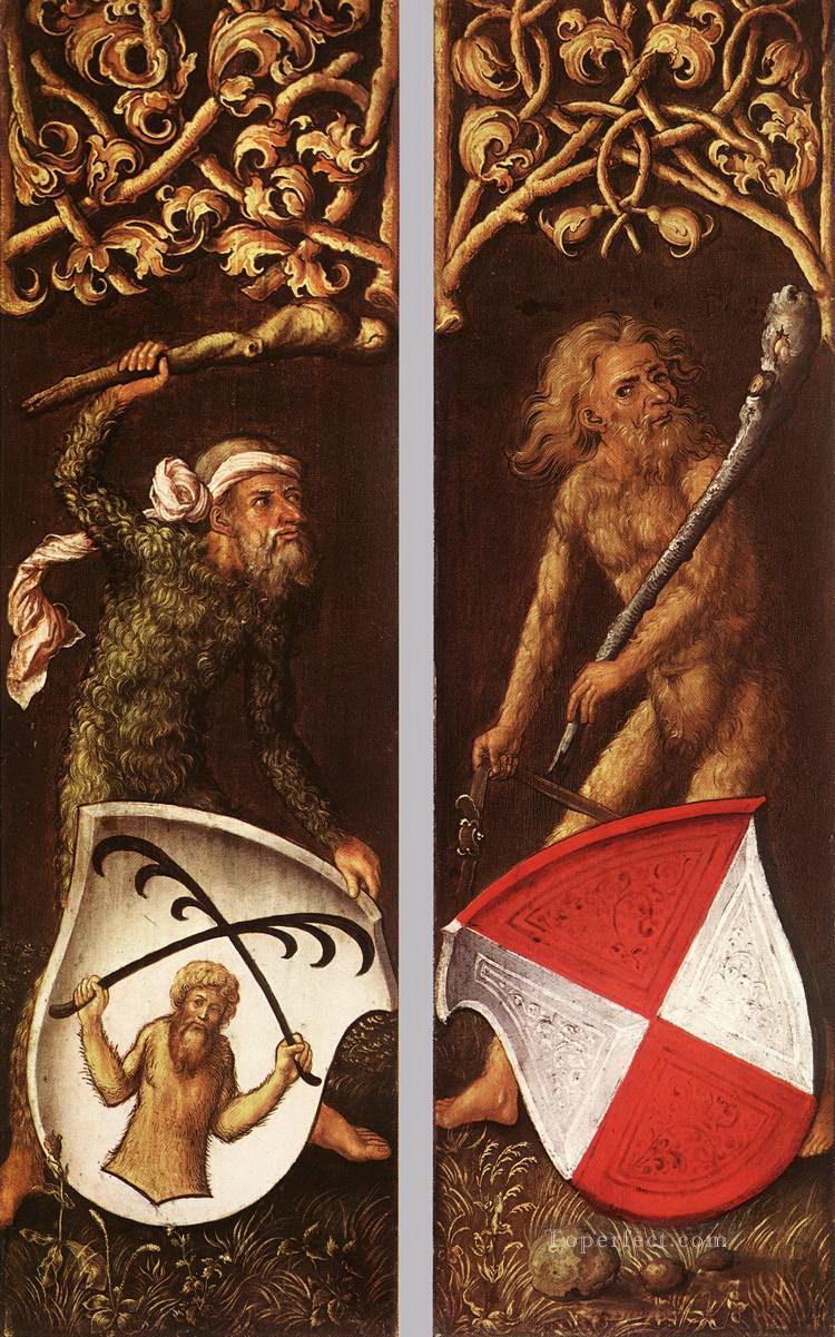 Hombres silvestres con escudos heráldicos Alberto Durero Pintura al óleo